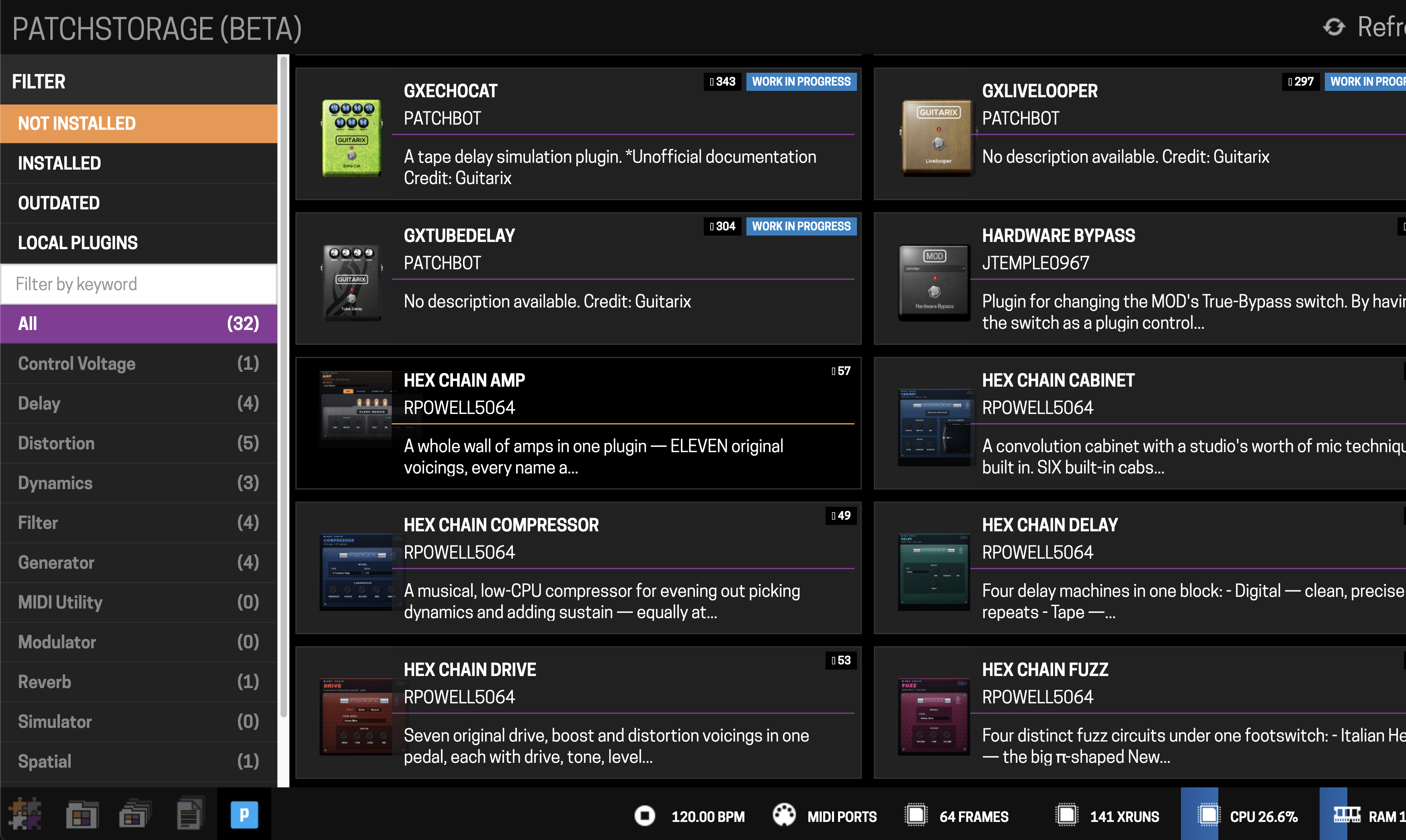 Patchstorage tab